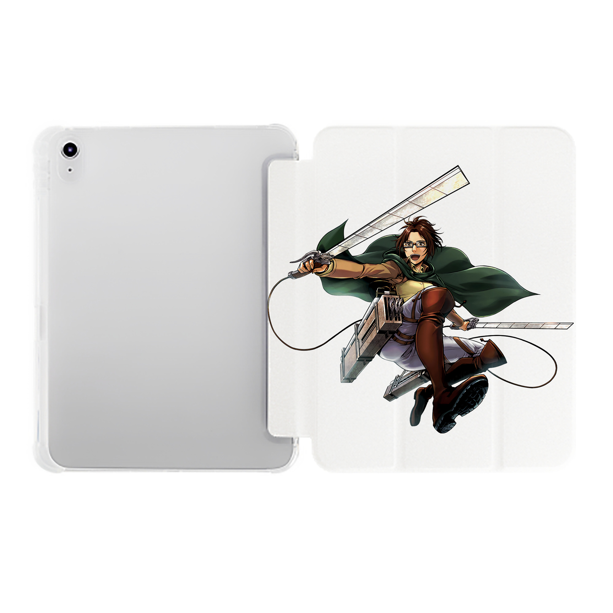 （画像用） 進撃の巨人 ハンジ·ゾエ Attack on Titan Hanji Zoe IPad ケース ペン収納付き 三つ折りスタンド PUレザー×シリコン 対応機種9.5/10.5/10.9インチ